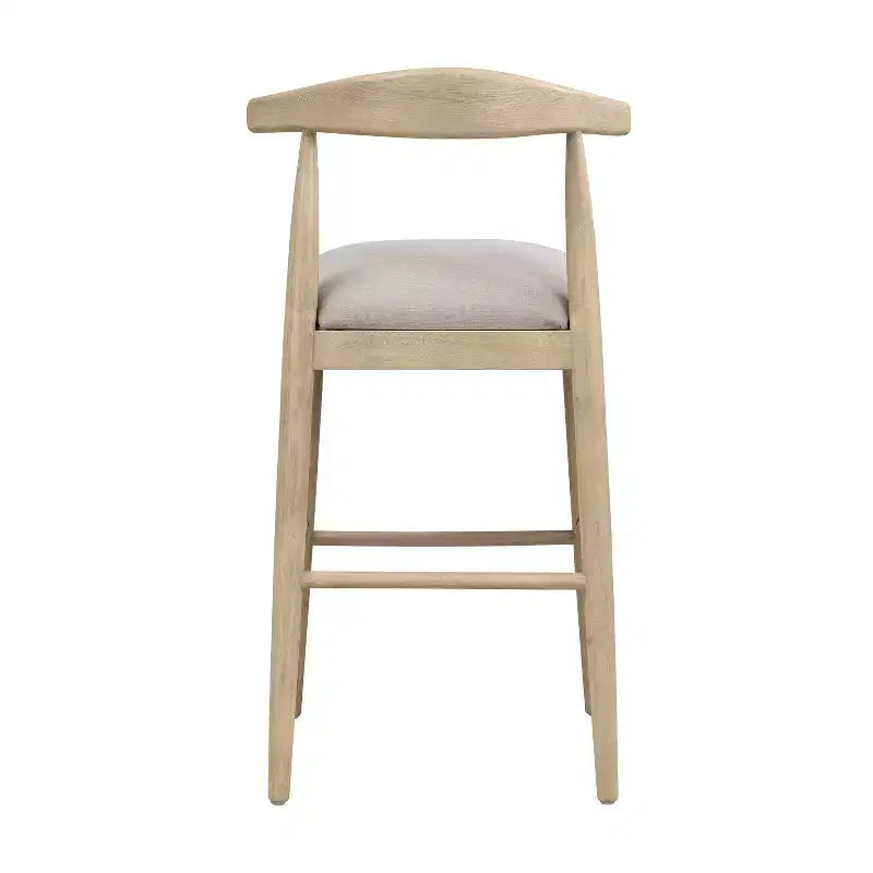 Tabourets de bar rembourrés en bois d'hévéa de style Mid-Century (Lot de 2)