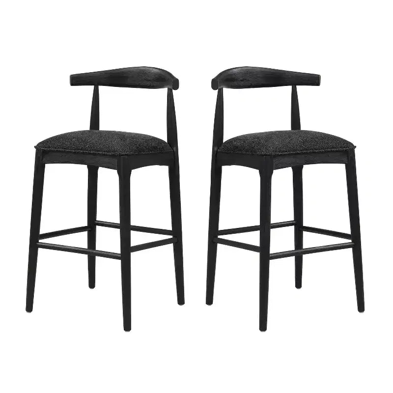 Tabourets de bar rembourrés en bois d'hévéa de style Mid-Century (Lot de 2)