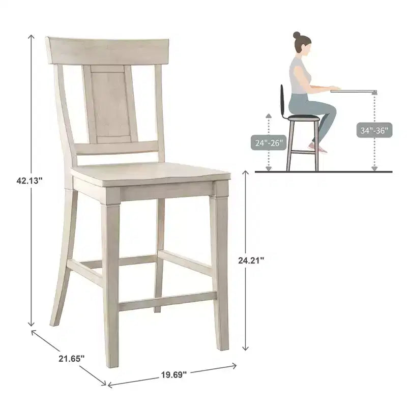 Tabourets de bar à dossier lambrissé - Lot de 2