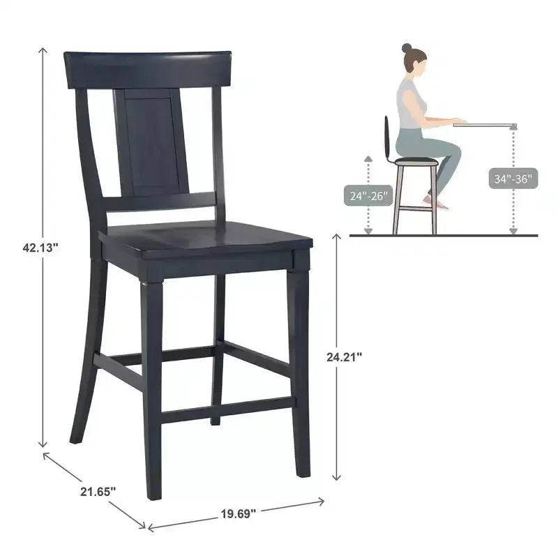 Tabourets de bar à dossier lambrissé - Lot de 2