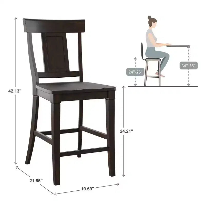 Tabourets de bar à dossier lambrissé - Lot de 2