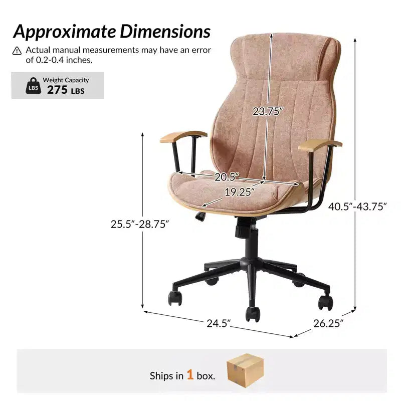 Fauteuil de bureau pivotant haut de dossier incurvé en bois courbé Mid-Century Modern