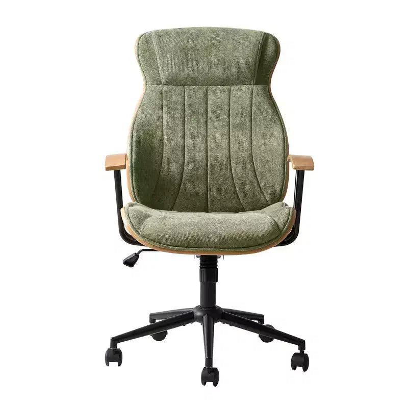 Fauteuil de bureau pivotant haut de dossier incurvé en bois courbé Mid-Century Modern