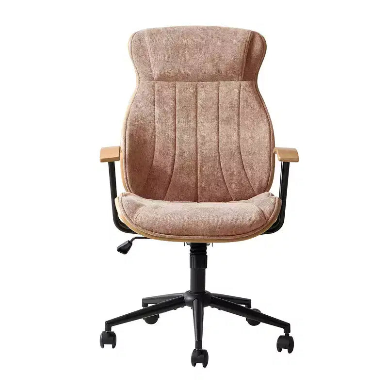 Fauteuil de bureau pivotant haut de dossier incurvé en bois courbé Mid-Century Modern