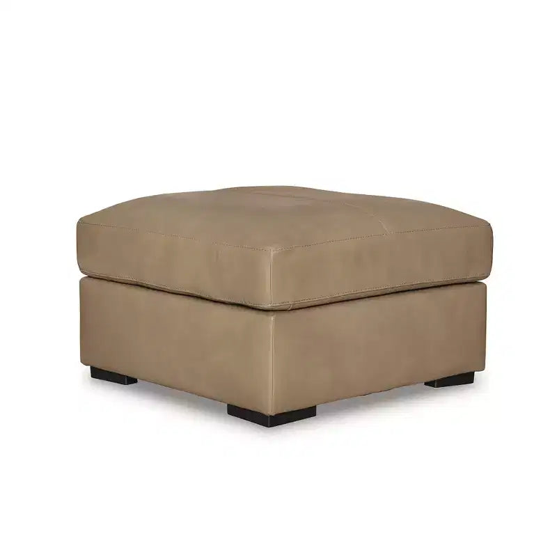 Pouffe d'appoint surdimensionné, coussin en cuir pleine fleur, caramel