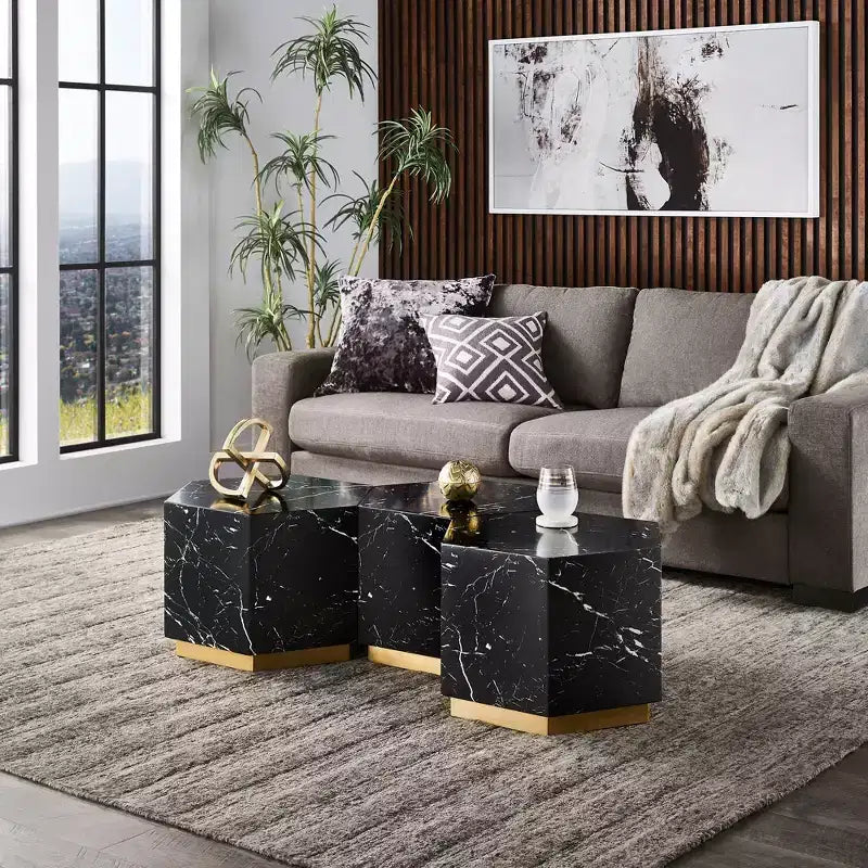 Table basse imitation marbre