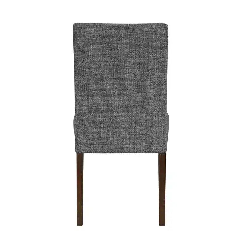 Chaises de salle à manger classiques modernes en bois rembourrées avec dossier en tissu texturé et garniture cloutée (lot de 2)