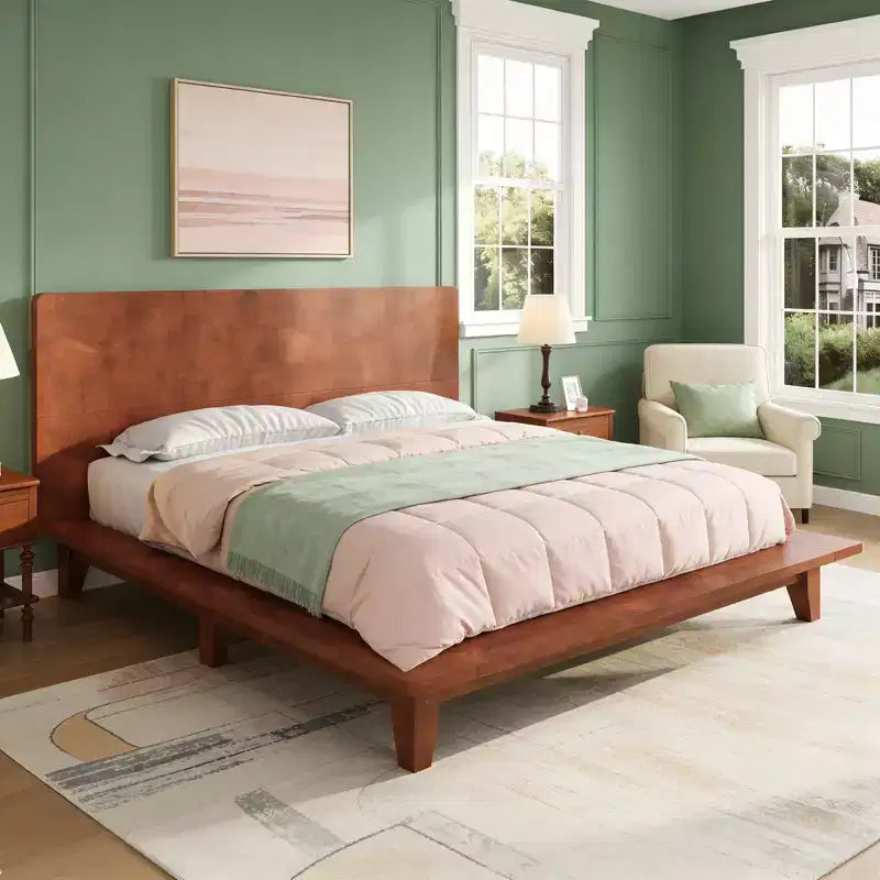 Luxystar Modern Full Size Platform Bed Frame with Headboard