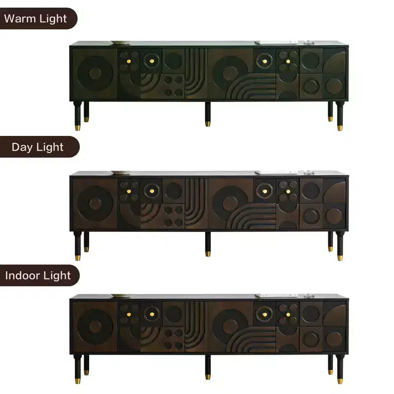 JVNOXK 66.9Medieval-style TV console with carved cabinet doors Modern TV entertainment center Living room entertainment center for TVs under 80 inches