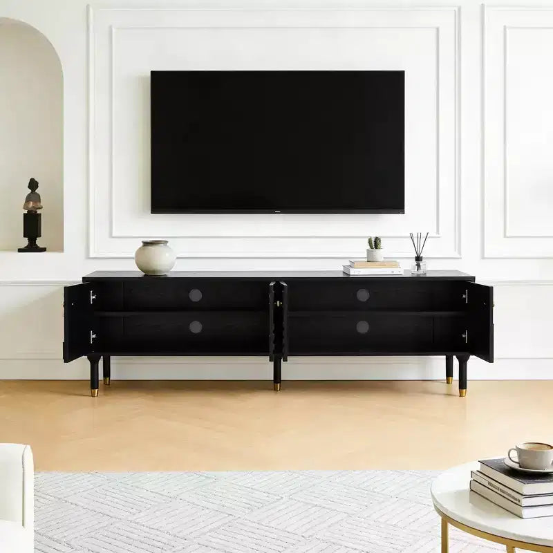 JVNOXK 66.9Medieval-style TV console with carved cabinet doors Modern TV entertainment center Living room entertainment center for TVs under 80 inches