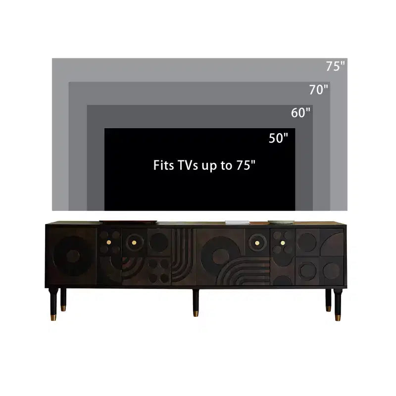JVNOXK 66.9Medieval-style TV console with carved cabinet doors Modern TV entertainment center Living room entertainment center for TVs under 80 inches
