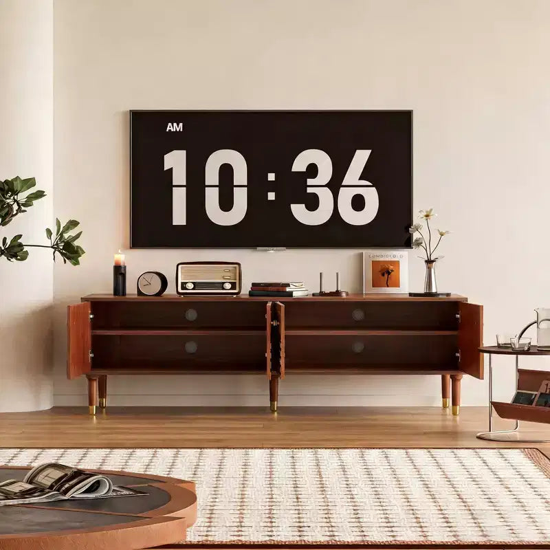 JVNOXK 66.9Medieval-style TV console with carved cabinet doors Modern TV entertainment center Living room entertainment center for TVs under 80 inches