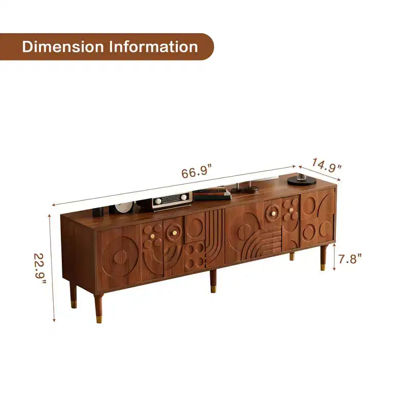 JVNOXK 66.9Medieval-style TV console with carved cabinet doors Modern TV entertainment center Living room entertainment center for TVs under 80 inches