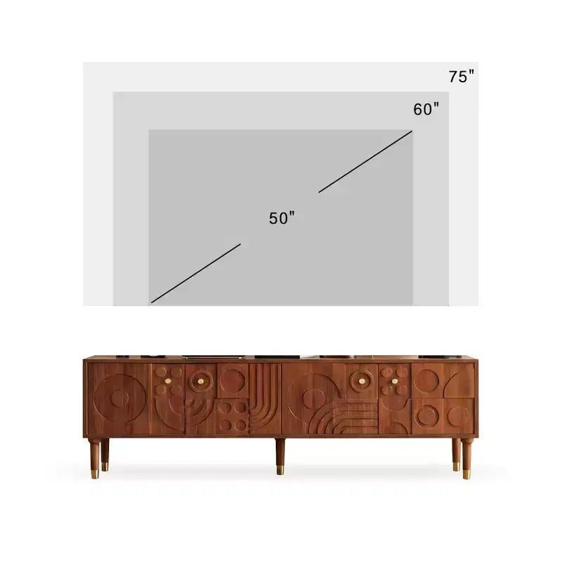 JVNOXK 66.9Medieval-style TV console with carved cabinet doors Modern TV entertainment center Living room entertainment center for TVs under 80 inches