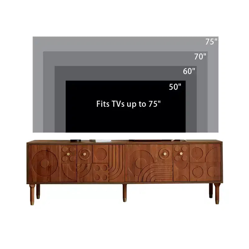 JVNOXK 66.9Medieval-style TV console with carved cabinet doors Modern TV entertainment center Living room entertainment center for TVs under 80 inches