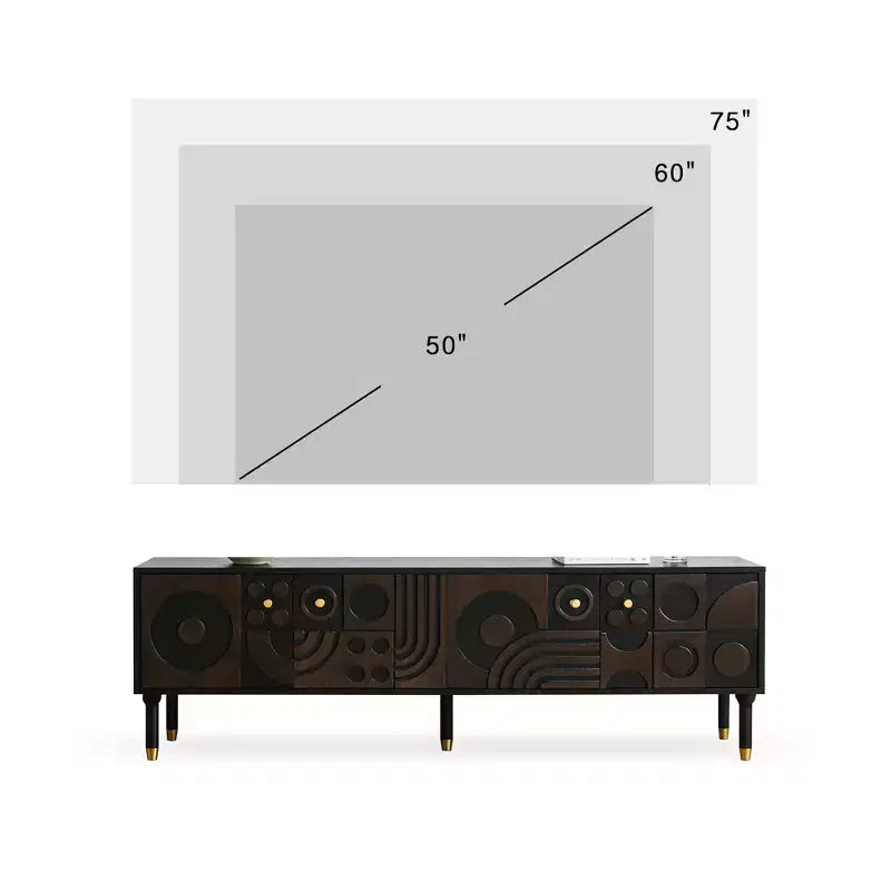 JVNOXK 66.9Medieval-style TV console with carved cabinet doors Modern TV entertainment center Living room entertainment center for TVs under 80 inches