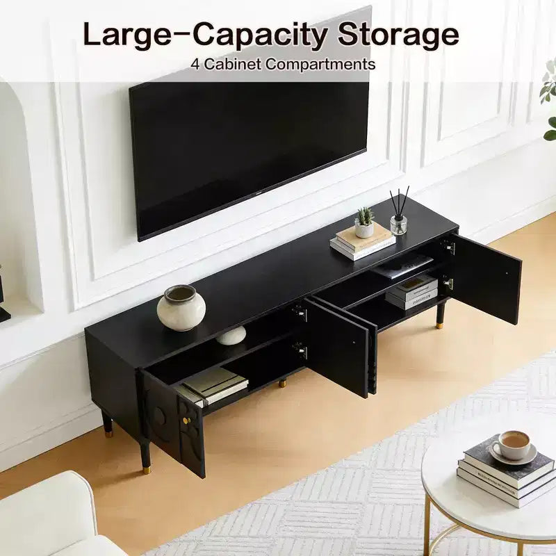JVNOXK 66.9Medieval-style TV console with carved cabinet doors Modern TV entertainment center Living room entertainment center for TVs under 80 inches