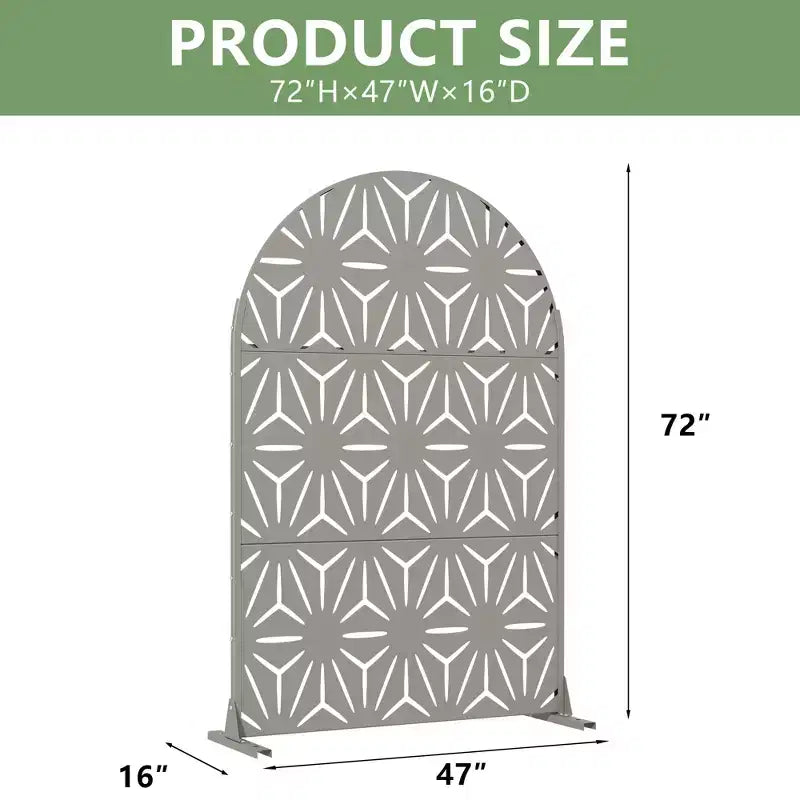 Dovelina 72H x 47W Arched Outdoor Metal Privacy Screen Freestanding Fence Panels in Light Gray/Brown for Garden Patio Deck Yard