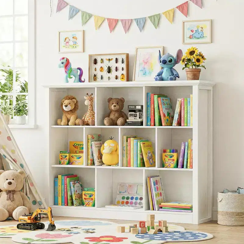 Besiost 10 Cubes Storage Bookshelf, Floor Standing Bookcase