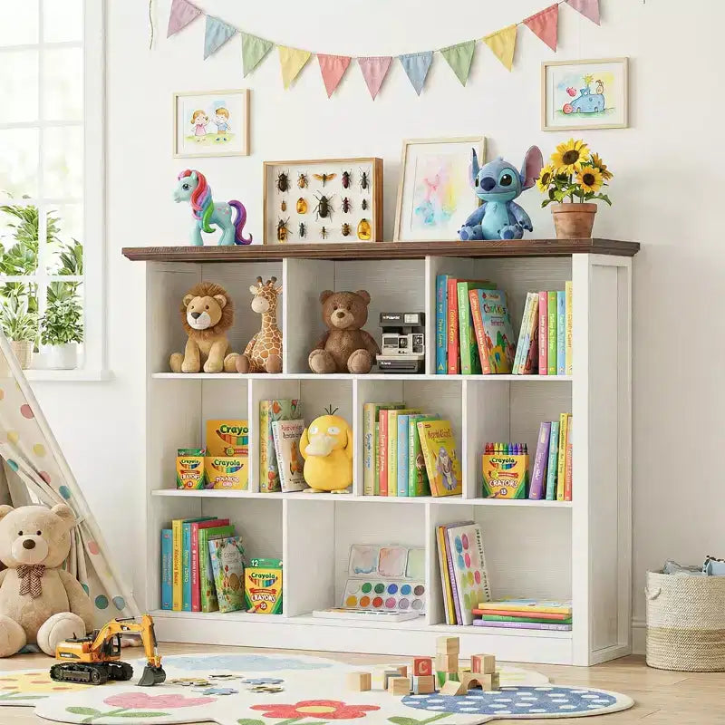 Besiost 10 Cubes Storage Bookshelf, Floor Standing Bookcase