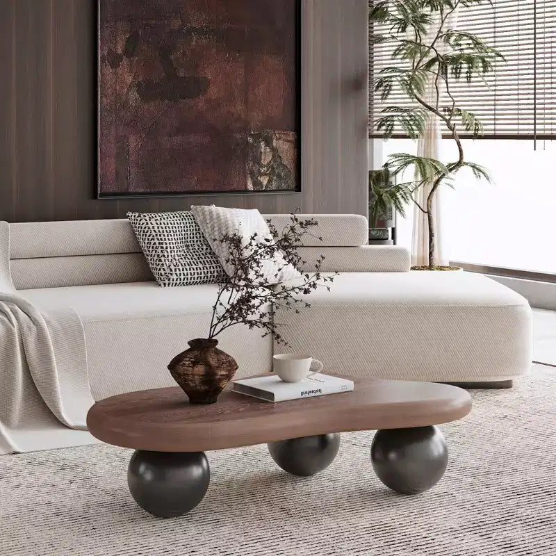 Table basse nuage moderne avec 3 pieds boule