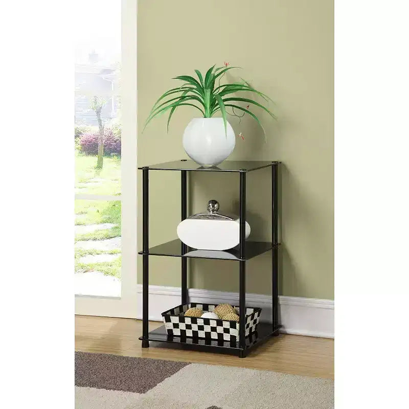 HomeStock Rectangle Glass Table Top End Table 1 -piece