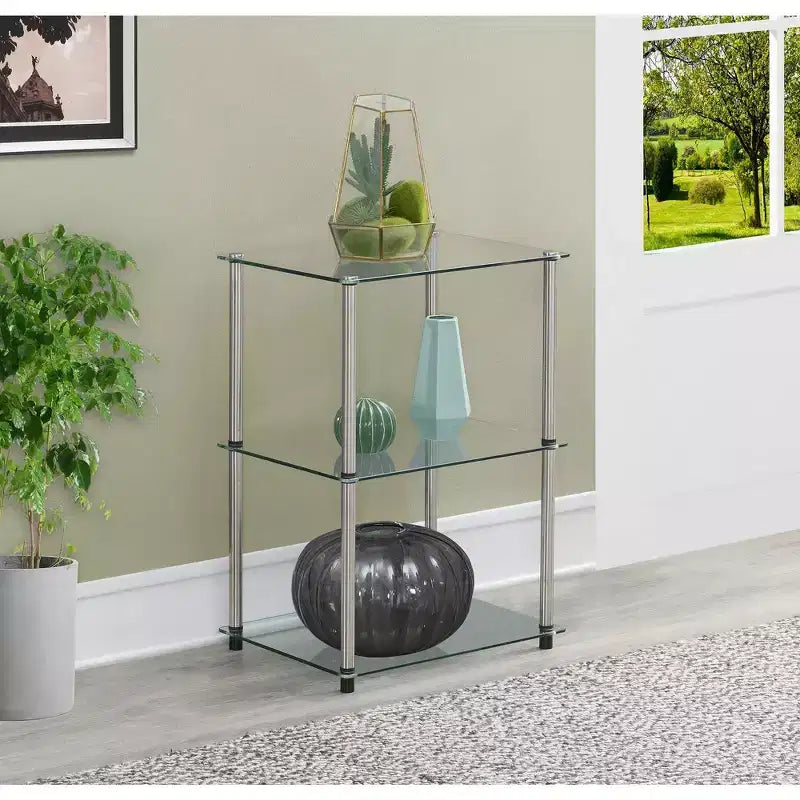 HomeStock Rectangle Glass Table Top End Table 1 -piece