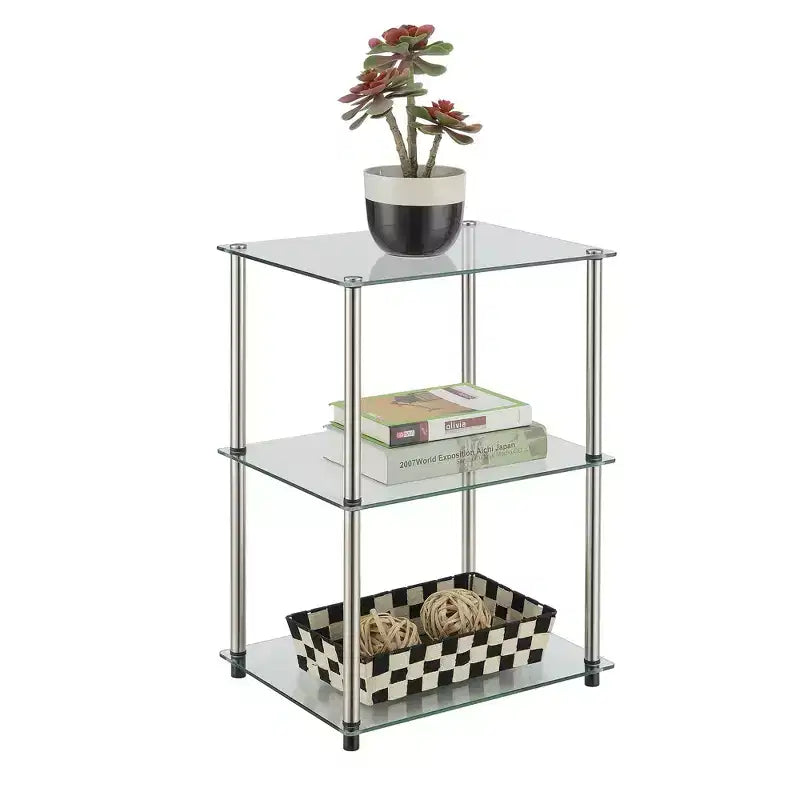 HomeStock Rectangle Glass Table Top End Table 1 -piece