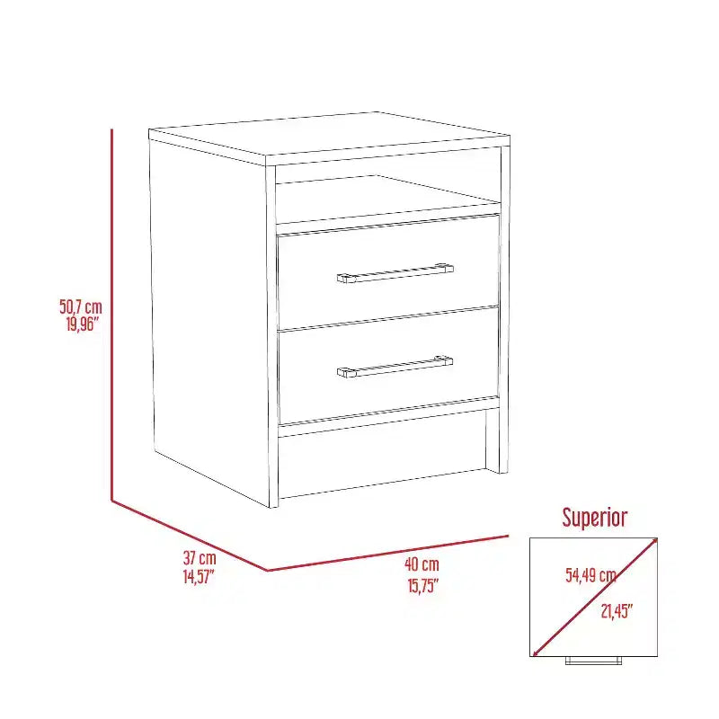 With a clean modern design, this Eter Nightstand , End Table, Side Table Superior Top, Two Drawers -White / Light Oak provides practical storage.