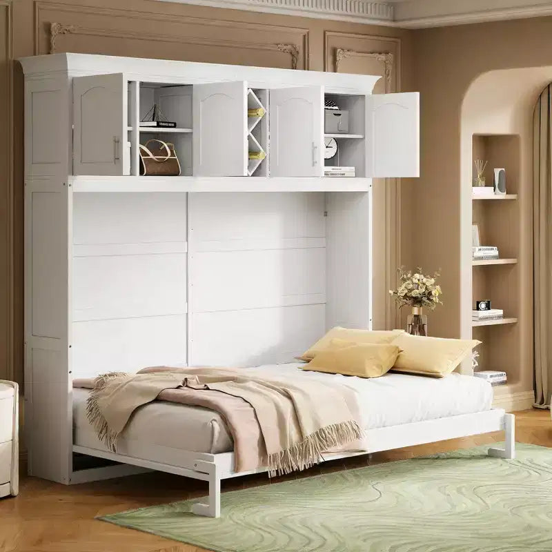 Luxystar Modern Queen Murphy Bed with 2 Cabinets for Living Room or Apartment