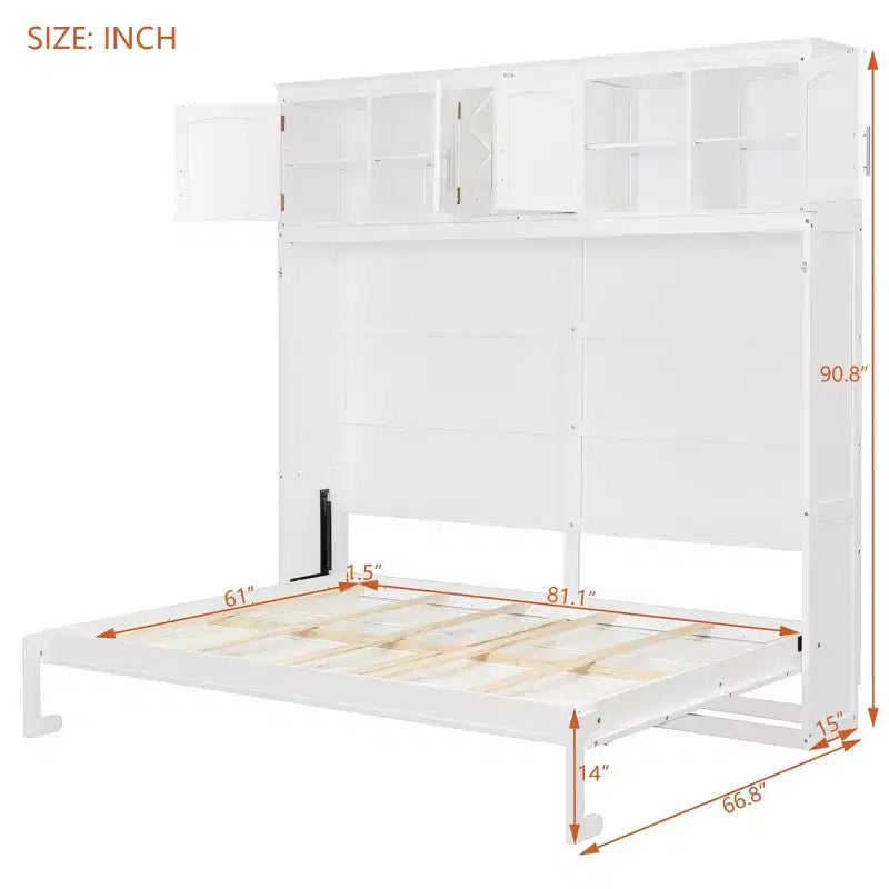 Luxystar Modern Queen Murphy Bed with 2 Cabinets for Living Room or Apartment