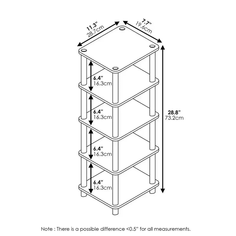 Étagère de rangement multifonctionnelle à 5 niveaux pour salle de bain, salon, bureau et cuisine, couleur chêne