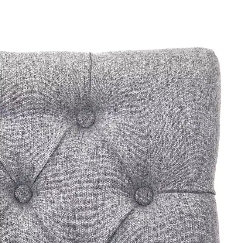 Tabouret de bar à oreilles capitonné en lin avec boutons (lot de 2), gris