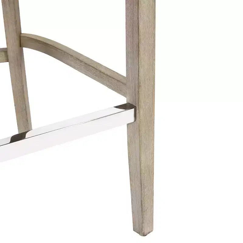Tabouret de bar à oreilles capitonné en lin avec boutons (lot de 2), gris