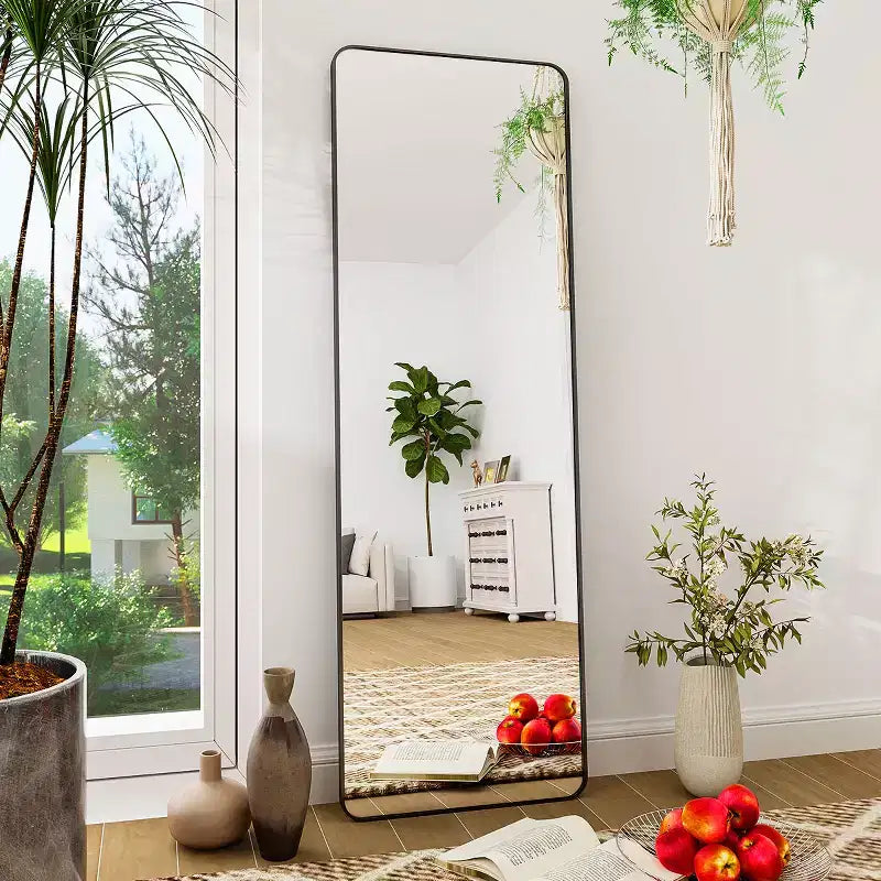 BEAUTYPEAK 59x16 Metal Framed Floor Mirror for Bedroom Rectangle Full Length Mirrors
