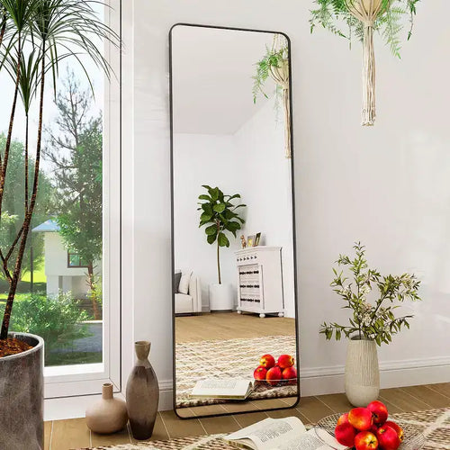 BEAUTYPEAK 59x16 Metal Framed Floor Mirror for Bedroom Rectangle Full Length Mirrors